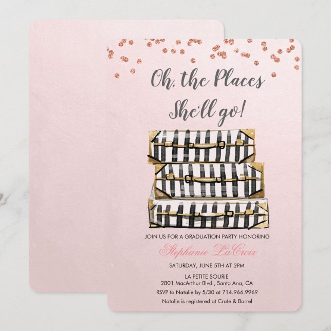 Oh Los Lugares A Los Que Va A Ir Invitación De Gra (Anverso / Reverso)