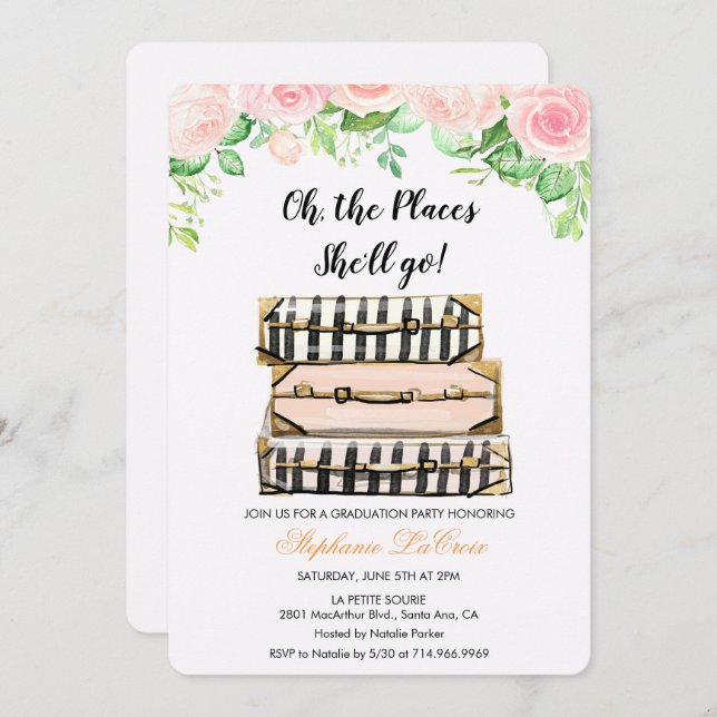 Oh Los Lugares A Los Que Va A Ir Invitación De Gra (Anverso / Reverso)