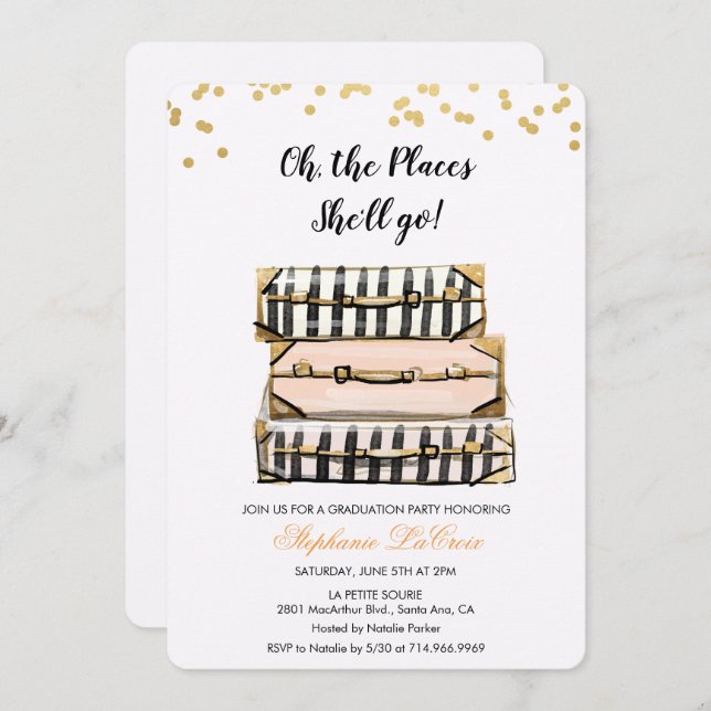 Oh Los Lugares A Los Que Va A Ir Invitación De Gra (Anverso / Reverso)