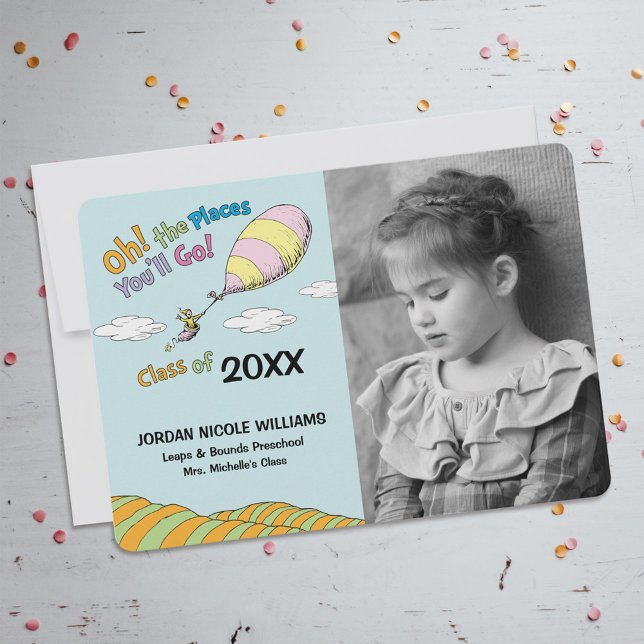 ¡Oh, los lugares a los que vas! Invitación de grad (Invitation on table)