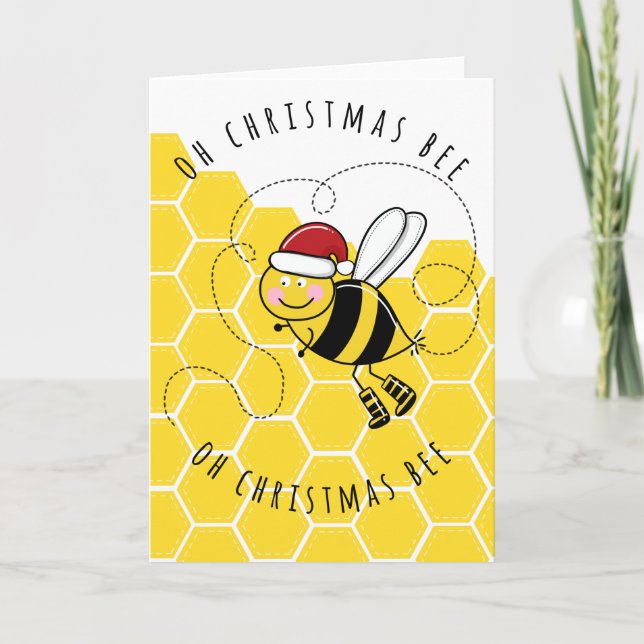oh navidades árbol de abejas linda tarjeta de jueg (Anverso)