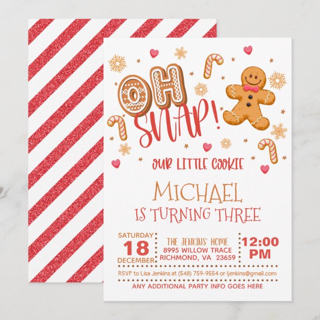 Oh Navidades Snap Invitación a Cumpleaños - Niño - (Anverso / Reverso)