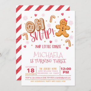 Oh Navidades Snap Invitación al Cumpleaños - Blanc