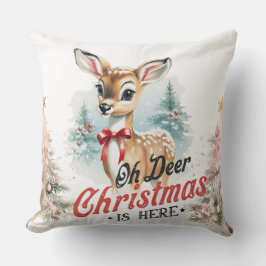 Oh Navidades venados está aquí Cojín decorativo