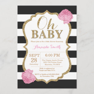 Oh negro del bebé e invitación de Baby Shower del