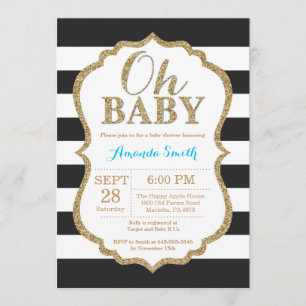 Oh negro del bebé e invitación de Baby Shower del