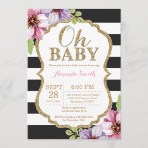 Oh negro del bebé e invitación de Baby Shower del