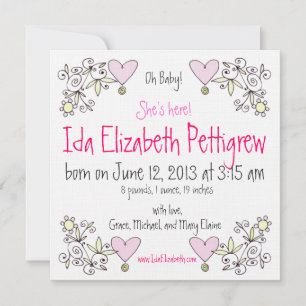 ¡Oh, nena! Anuncio de nacimiento de la primavera t