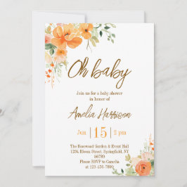 ¡Oh, nena! Elegante invitación floral a Baby Showe