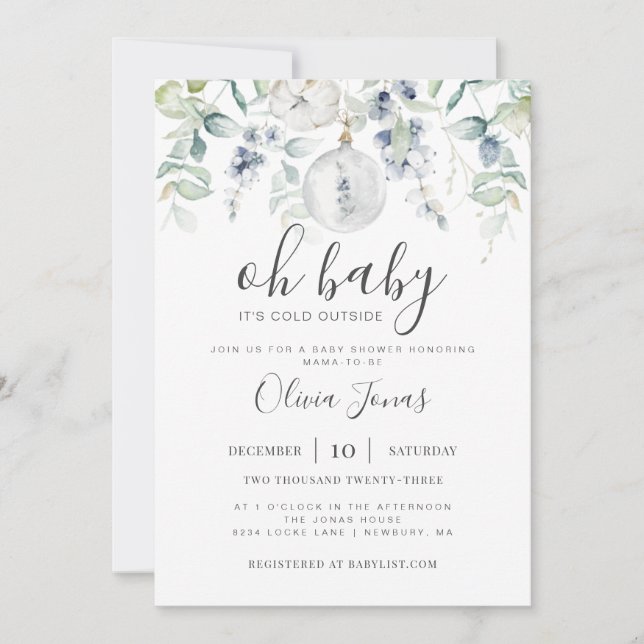 Oh nena, hace frío fuera de la invitación de Baby  (Anverso)