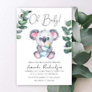 ¡Oh, nena! Invitación a Baby Shower de Koala Bear