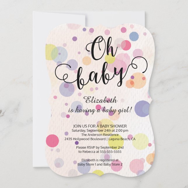 ¡Oh, nena! Invitación a Baby Shower neutral de pun (Anverso)