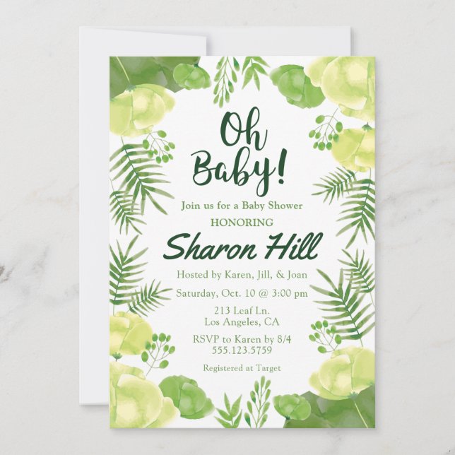 ¡Oh, nena! Invitación a Baby Shower tropical de fl (Anverso)
