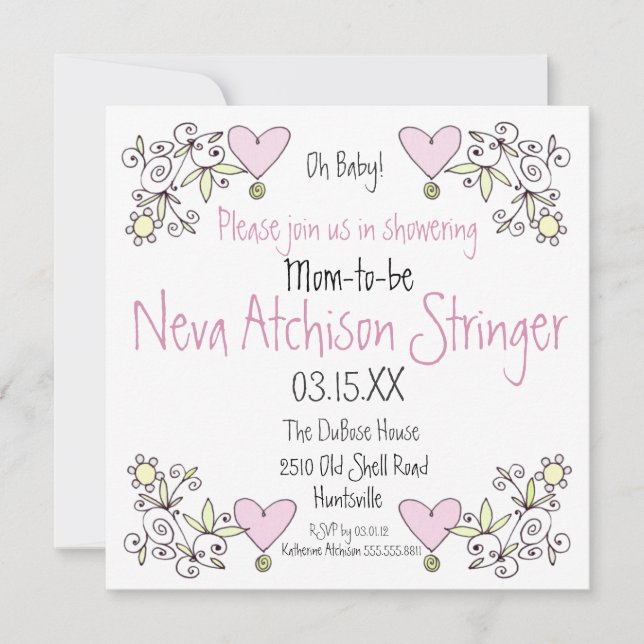 ¡Oh, nena! Invitación a la ducha de jardín (Anverso)