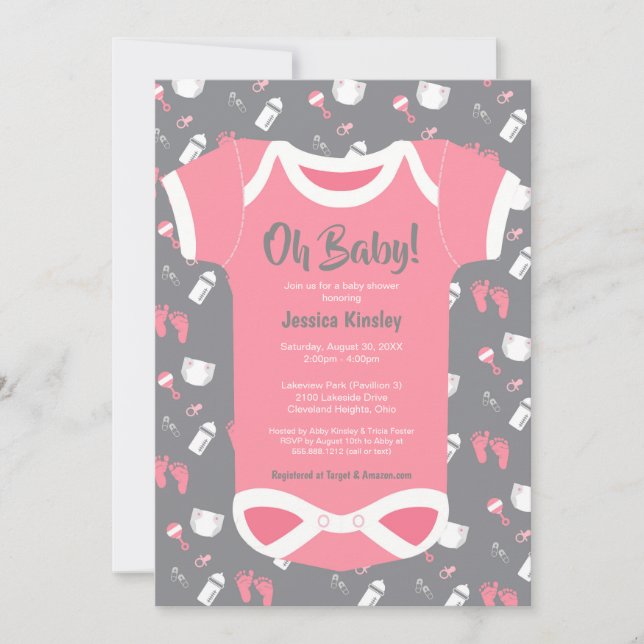 ¡Oh, nena! Invitación a la ducha para bebé (Anverso)
