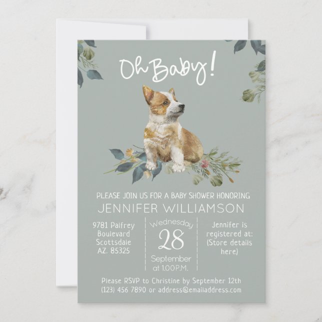 ¡Oh, nena! Invitación a porcino de perro Baby Show (Anverso)