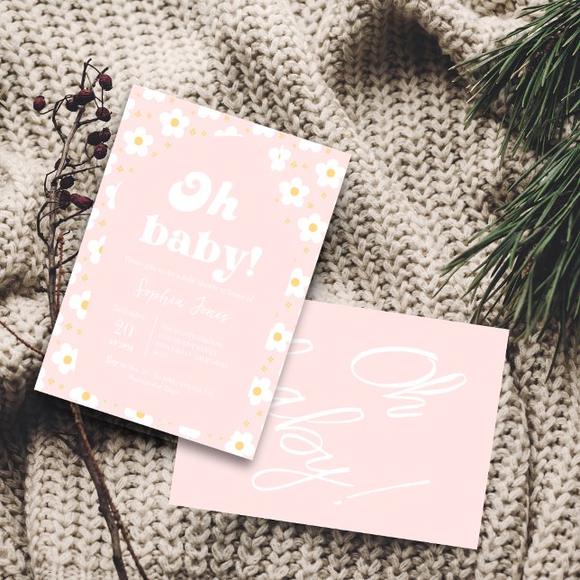 ¡Oh, nena! Invitación a Rubor Pink Floral Baby Sho (Subido por el creador)