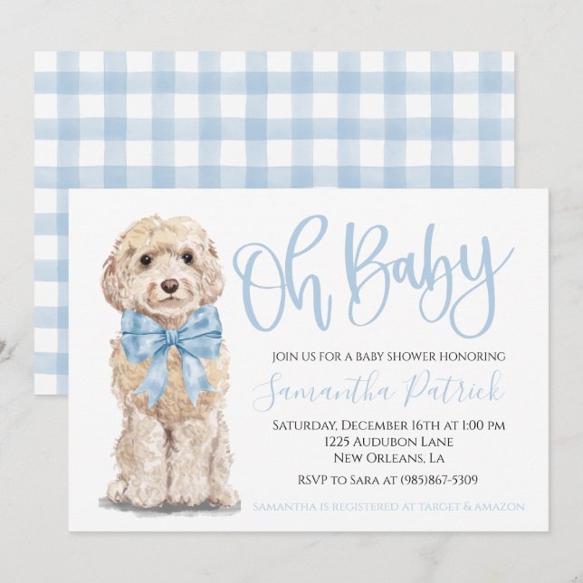 ¡Oh, nena! Invitación de Baby Shower a un chico de (Anverso / Reverso)