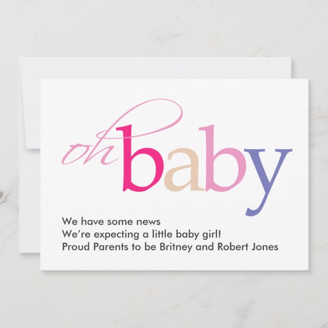 ¡Oh, nena! Invitación de embarazo (Anverso)