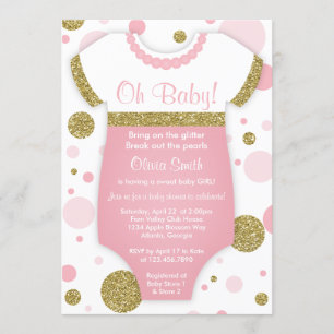 Oh niña, invitación de Baby Shower, falso oro