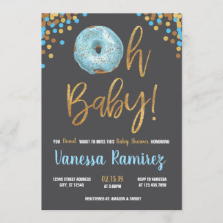 Oh Niño Donut Baby Shower Espolvorea invitación