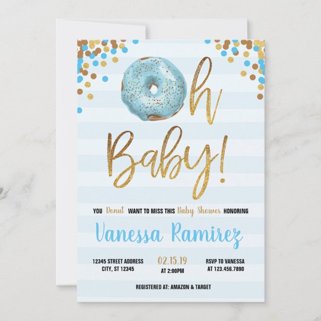 Oh Niño Donut Baby Shower Invitación a salpicar (Anverso)