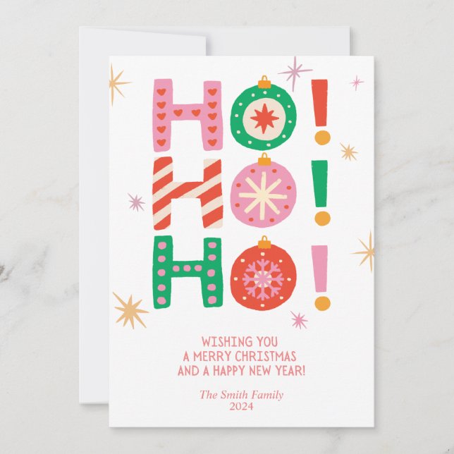 ¡Oh! ¡Oh! ¡Oh! Tarjeta de Navidades sin fotografía (Anverso)