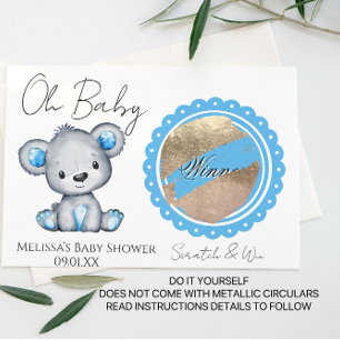 Oh Osito Niño Baby Shower Tarjeta de Rascar DIY