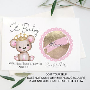 Oh Oso Bebé Tarjeta de Rascar DIY para Baby Shower