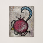 Oh Pomegranate Jigsaw Puzzle<br><div class="desc">Oh Pomegranate presenta una fruta granada sobre un fondo garabato con texturas y angustias,  con torbellinos puntiagudos.</div>