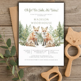 Oh por Fox Sake Son Twins Invitación de Baby Showe