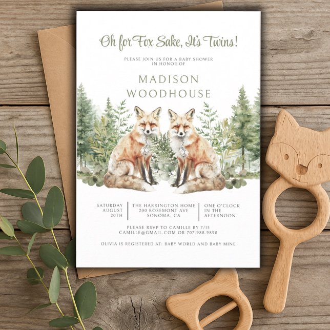 Oh por Fox Sake Son Twins Invitación de Baby Showe (Subido por el creador)