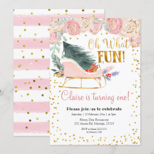 Oh Qué Chica divertido Sleigh Invitación de primer