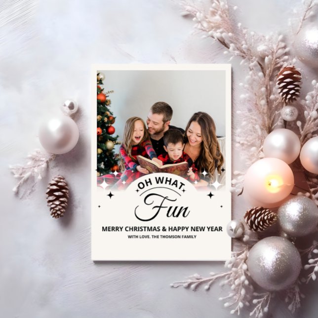 Oh Qué Diversión Foto Navidad Moderna (Oh What Fun Photo Modern Christmas Holiday Card)