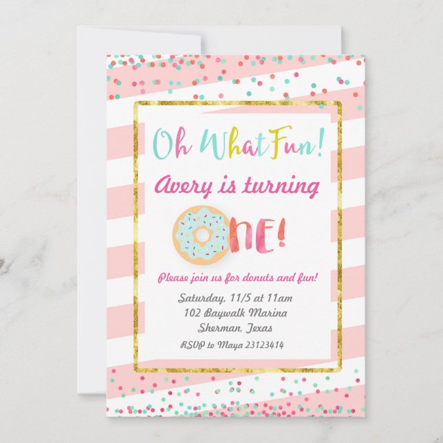 Oh Qué Diversión Invitación de Primer Cumpleaños (Anverso)