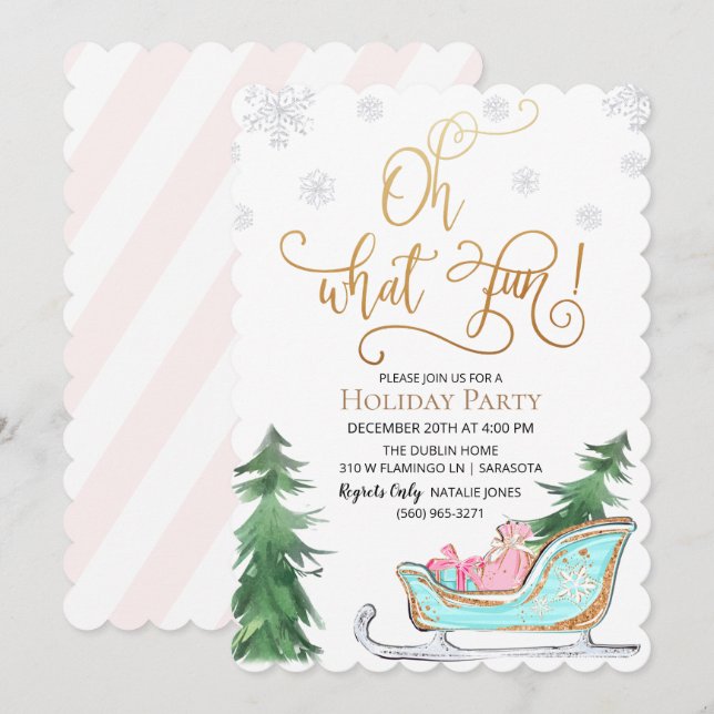 Oh Qué Divertida Invitación a Fiesta de Invierno (Anverso / Reverso)