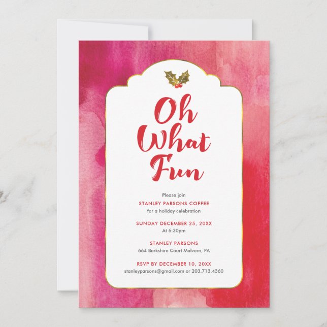 Oh Qué Divertida Invitación de Fiesta de Vacacione (Anverso)