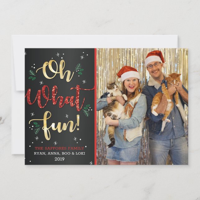 Oh Qué Divertida Tarjeta de Fotos de Festividades  (Anverso)