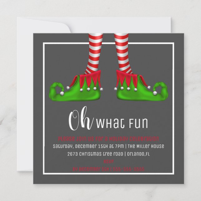 Oh, qué invitación de la fiesta de Navidad de la (Anverso)