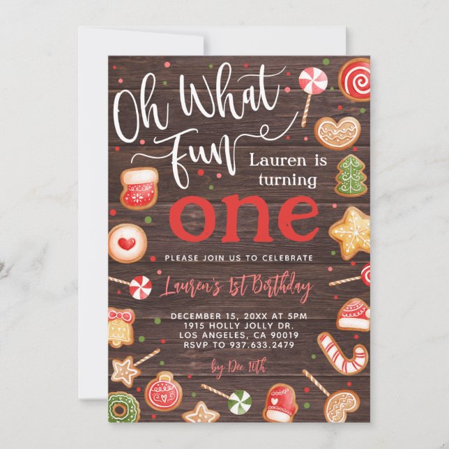 Oh Qué Navidades Divertidos Invitación a Cumpleaño (Anverso)