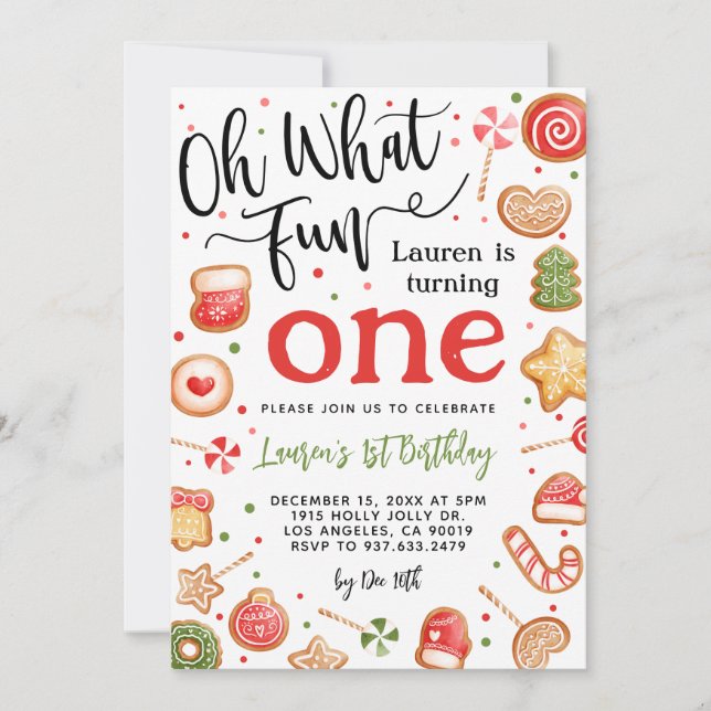 Oh Qué Navidades Divertidos Invitación a Cumpleaño (Anverso)