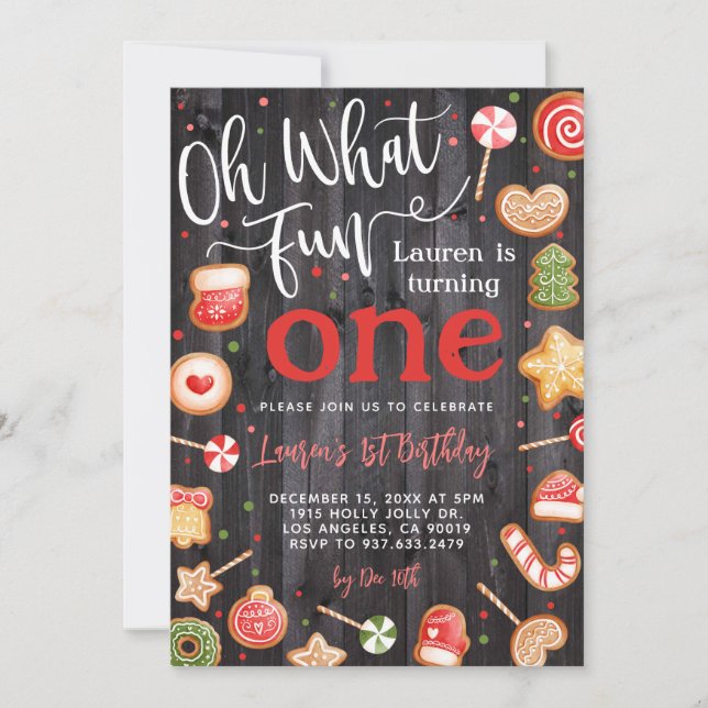 Oh Qué Navidades Divertidos Invitación a Cumpleaño (Anverso)
