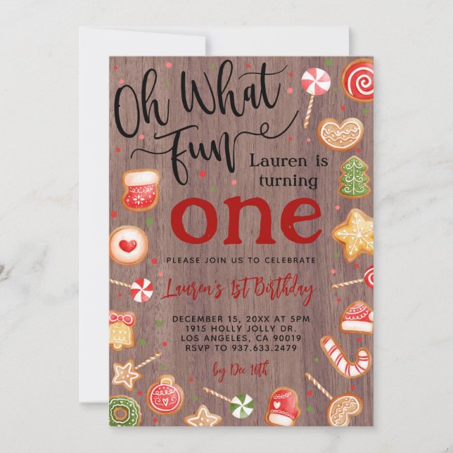 Oh Qué Navidades Divertidos Invitación a Cumpleaño (Anverso)