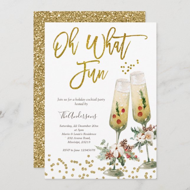 Oh Qué Navidades Divertidos Invitación a la fiesta (Anverso / Reverso)