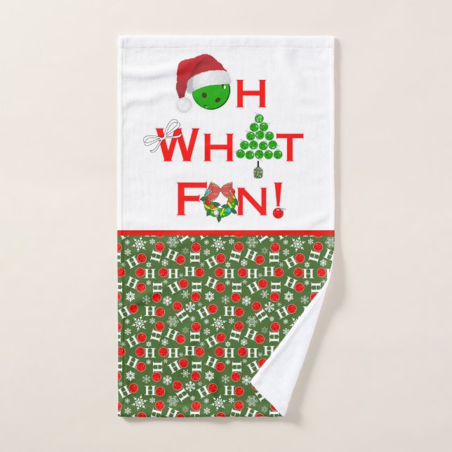 Oh Qué Navidades divertidos pelean en verde y blan (Toalla de mano)