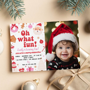 Oh Qué Navidades divertidos Santa Invitación de cu