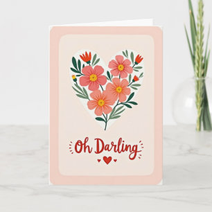 Oh Querido Corazón Floral Tarjeta de Amor