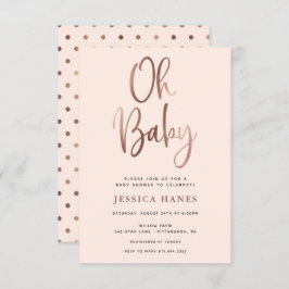 Oh Rosa  Relieve metalizado dorado Invitación a Ba