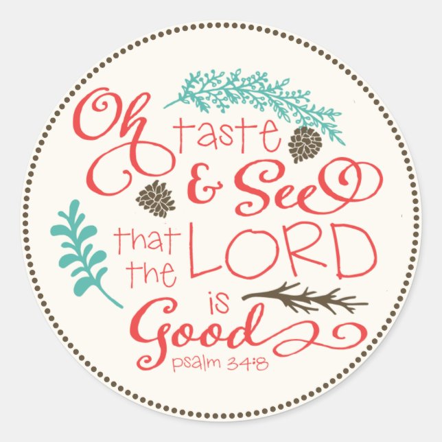 Oh Sabor y ver Pegatina de las Escrituras / Marfil (Anverso)