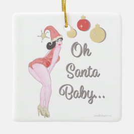 Oh Santa Bebé Pinup Chica Ornamento cerámico